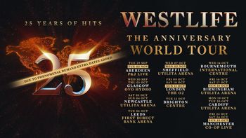 Westlife The Anniversary World Tour Westlife september 2025 to november 2025 tour poster