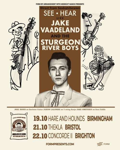 SEE HEAR LIVE JAKE VAADELAND AND THE STURGEON RIVER BOYS Jake Vaadeland and The Sturgeon River Boys october 2026 tour poster