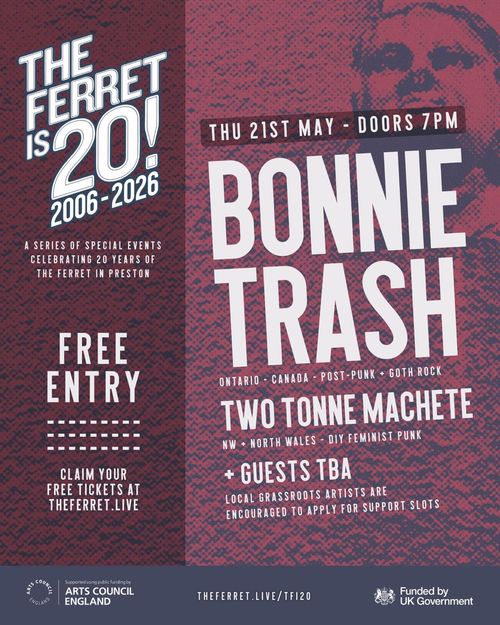 BONNIE TRASH Two Tonne Machete at The Ferret on 21 May 2026 gig poster