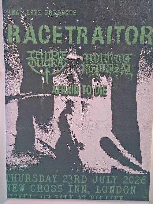 RACETRAITOR HONOR REPRISAL, TERROR GUARD, Afraid to Die, Temple Guard at NEW CROSS INN on 23 July 2026 gig poster