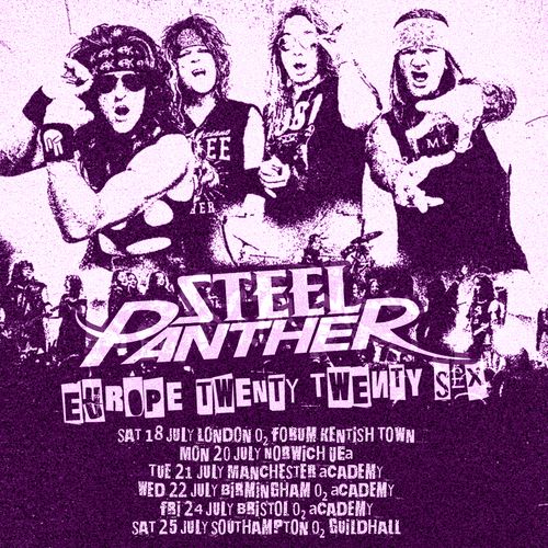 Steel Panther Europe Twenty Twenty Sex Steel Panther july 2020 tour poster