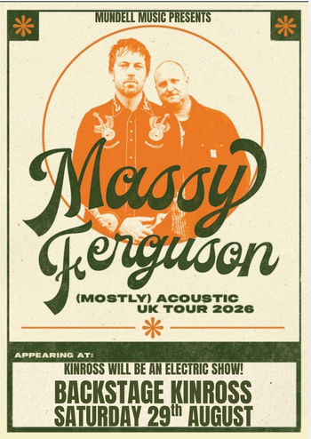 Massy Ferguson (Mostly) Acoustic UK Tour 2026 MASSY FERGUSON at Backstage on 29 August 2026 gig poster