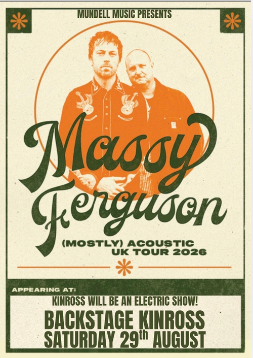 Massy Ferguson (Mostly) Acoustic UK Tour 2026 MASSY FERGUSON at Backstage on 29 August 2026 gig poster