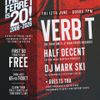 The Ferret is 20! DJ Mark Ski, Verb T, Half Decent gig poster