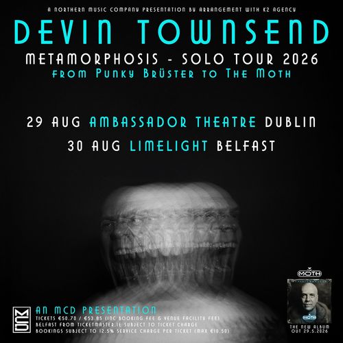 Devin Townsend Metamorphosis - Solo Tour 2026 From Punky Brüster to The Moth Devin Townsend august 2026 tour poster