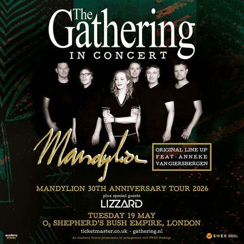 The Gathering In Concert - Mandylion 30th Anniversary Tour 2026 Mandylion, Lizzard at O2 Shepherd's Bush Empire on 19 May 2026 gig poster