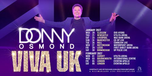 Donny Osmond Viva UK Donny Osmond january 2027 to february 2027 tour poster