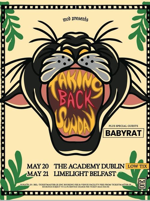 Taking Back Sunday Babyrat may 2026 tour poster
