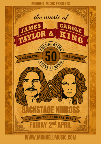 the music of JAMES TAYLOR & CAROLE KING James Taylor & Carole King at Backstage on 2 April 2026 gig poster