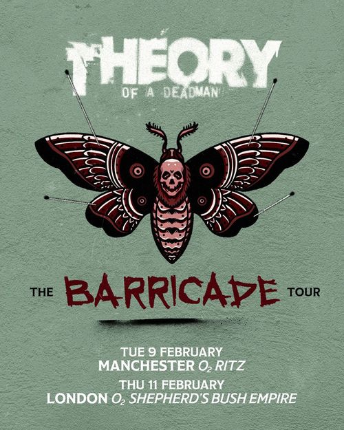 Theory of a Deadman - The Barricade Tour Theory of a Deadman february 2026 tour poster