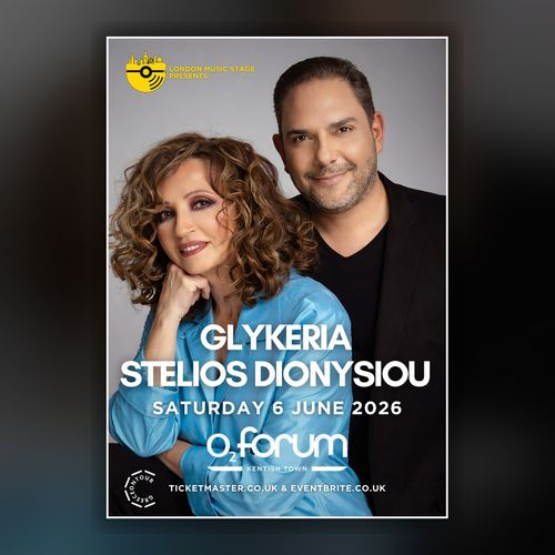 GLYKERIA STELIOS DIONYSIOU Γλυκερία, Stelios Dionysiou at o2 forum on 6 June 2026 gig poster