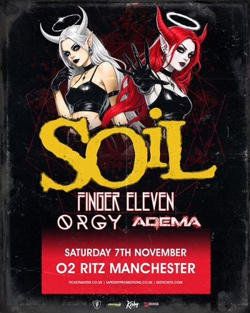 SOIL, FINGER ELEVEN, ORGY, ADEMA Adema, SOiL, Finger Eleven, Orgy at O2 RITZ on 7 November 2026 gig poster