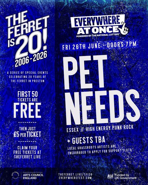 PET NEEDS at The Ferret on 26 June 2026 gig poster