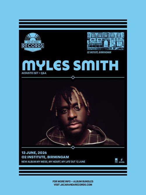 MYLES SMITH at O2 Institute on 13 June 2026 gig poster