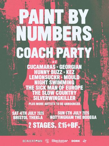 Paint By Numbers Coach Party CUCA MARAS, HUNNYBUZZ, Kez, MOULD, Coach Party, Night Swimming, The Slow Country, The Sick Man of Europe, Silverwingkiller, Lemonsuckr, Georgian, Georgian july 2026 tour poster