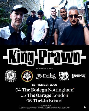 King Prawn Dakka Skanks, Redemon, Mad Apple Circus, Concrete Rose, The Hoplites september 2026 tour poster