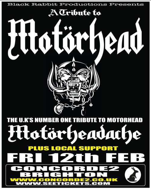 A Tribute to Motörhead Motörheadache at Concorde 2 on 12 February 2026 gig poster