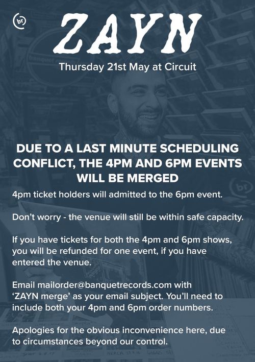 ZAYN at Circuit on 21 May 2026 gig poster