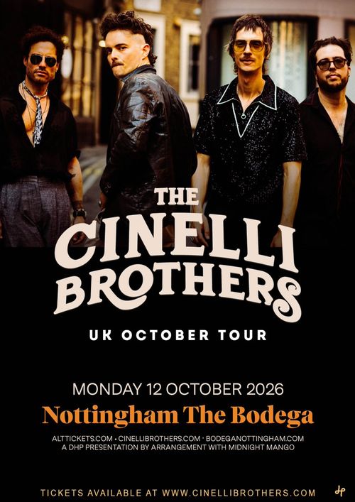 THE CINELLI BROTHERS UK OCTOBER TOUR The Cinelli Brothers at The Bodega on 12 October 2026 gig poster