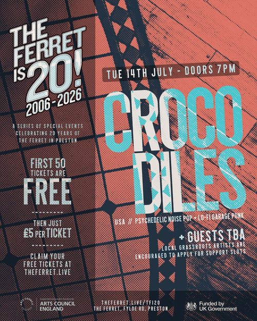 CROCODILES at The Ferret on 14 July 2026 gig poster