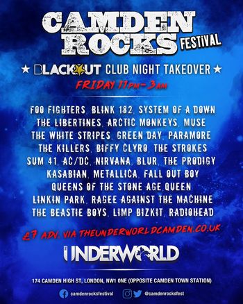 CAMDEN ROCKS FESTIVAL - BLACKOUT CLUB NIGHT TAKEOVER Various Artists at The Underworld on 29 May 2026 gig poster