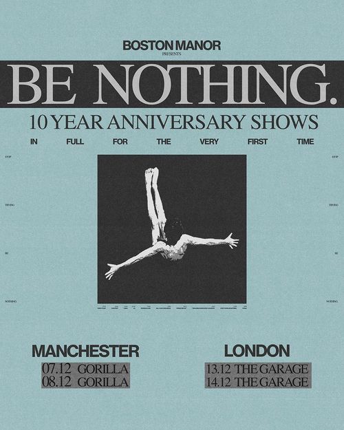 BE NOTHING. 10 Year Anniversary Shows BE NOTHING. december 2026 tour poster