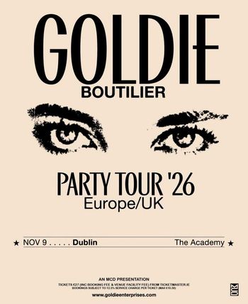 GOLDIE BOUTILIER - PARTY TOUR '26 Goldie Boutilier at The Academy on 9 November 2026 gig poster