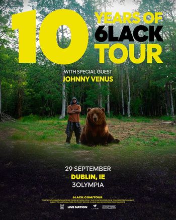 10 YEARS OF 6LACK TOUR Johnny Venus, 6LACK at 3Olympia on 29 September 2026 gig poster