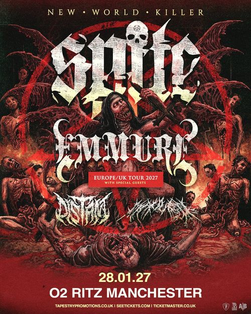 SPITE & EMMURE - EUROPE/UK TOUR 2027 Spite, DISTROPHY, VULGAR DISPLAY, Emmure at O2 RITZ on 28 January 2027 gig poster