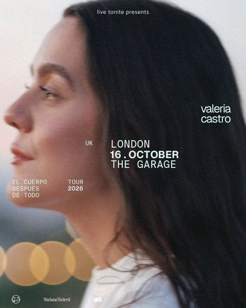 valeria castro at THE GARAGE on 16 October 2026 gig poster