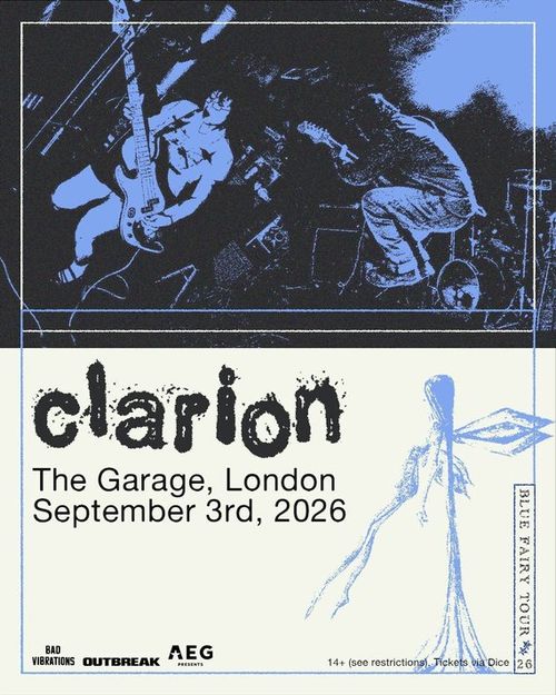 clarion at The Garage on 3 September 2026 gig poster