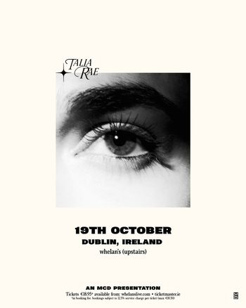 TALIA RAE at whelan's on 19 October 2026 gig poster