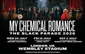 MY CHEMICAL ROMANCE THE BLACK PARADE 2026 Skunk Anansie, My Chemical Romance, Joan Jett, Sunny Day Real Estate july 2026 tour poster