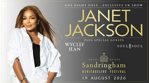JANET JACKSON Wyclef Jean, Soul II Soul at Sandringham on 19 August 2026 gig poster