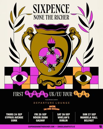 Sixpence None The Richer - First Proper UK/EU Tour 2026 Enter The 33rd Assassin, Sixpence None The Richer, Sixpence None the Richer, Departure Lounge september 2026 tour poster