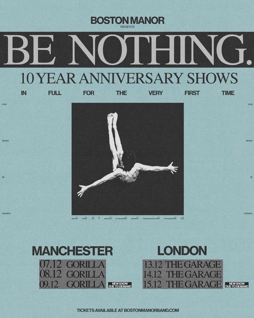 BE NOTHING. 10 Year Anniversary Shows BE NOTHING. december 2023 tour poster