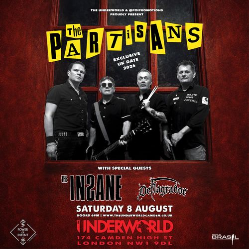 The Partisans The Insane, Delirium at The Underworld on 8 August 2026 gig poster