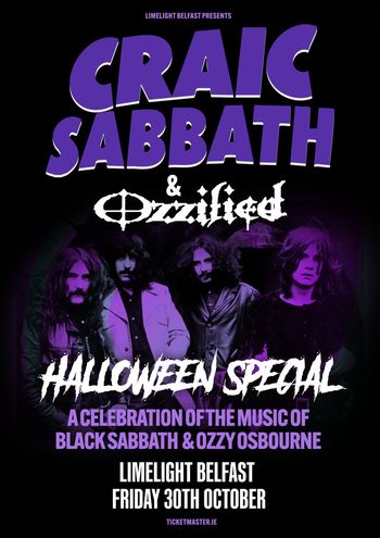 CRAIC SABBATH & Ozzilified HALLOWEEN SPECIAL Ozzilified, CRAIC SABBATH at Limelight on 30 October 2026 gig poster
