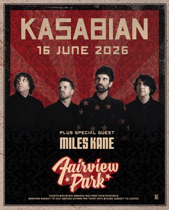 KASABIAN Miles Kane at Fairview Park on 16 June 2026 gig poster