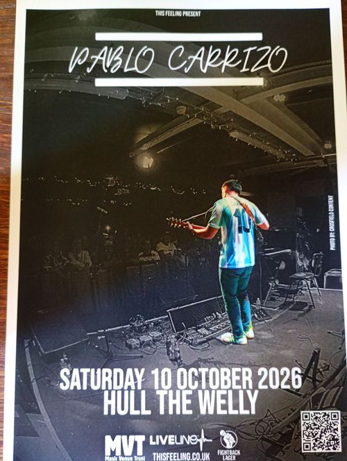 PABLO CARRIZO at The Welly on 10 October 2026 gig poster