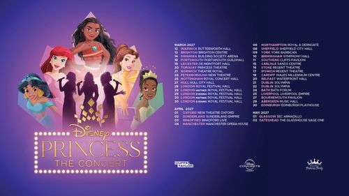 Disney Princess The Concert march 2027 to may 2027 tour poster