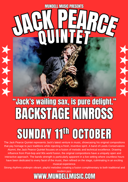 JACK PEARCE QUINTET at Backstage on 11 October 2026 gig poster