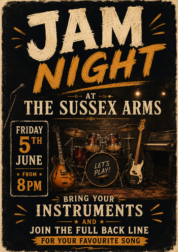 JAM NIGHT East Grinstead at THE SUSSEX ARMS on 5 June 2026 gig poster