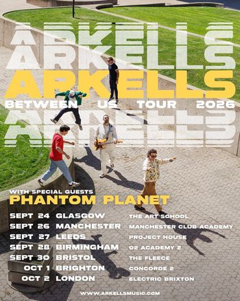 Arkells Between Us Tour 2026 Arkells, Phantom Planet, Phantom Planet september 2026 to october 2026 tour poster