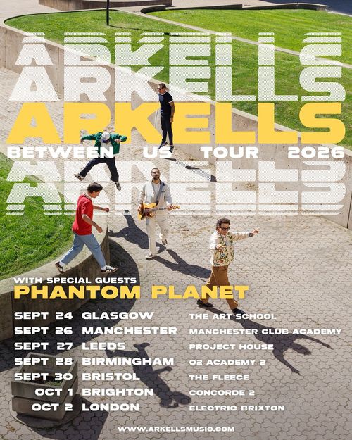 Arkells Between Us Tour 2026 Arkells, Phantom Planet, Phantom Planet september 2026 to october 2026 tour poster