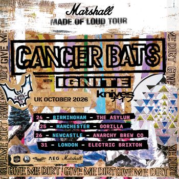 Marshall MADE OF LOUD TOUR Cancer Bats, Knives, Ignite october 2026 tour poster