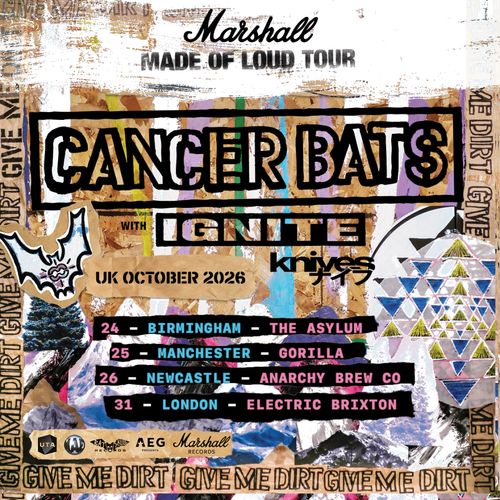 Marshall MADE OF LOUD TOUR Cancer Bats, Knives, Ignite october 2026 tour poster
