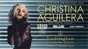CHRISTINA AGUILERA Ruby Roberts, Blue at Sandringham on 21 August 2026 gig poster