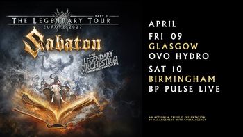Sabaton - The Legendary Tour Part 2 Europe 2027 Sabaton, The Legendary Orchestra performing Sabaton april 2027 tour poster