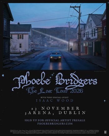 Phoebe Bridgers - The Lost Tour 2026 Phoebe Bridgers, Isaac Wood at Arena on 23 November 2026 gig poster